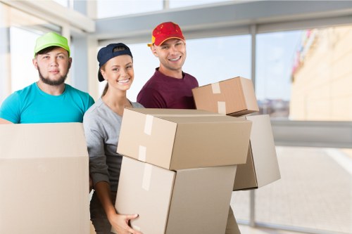 Professional packers preparing items for storage in South Kensington